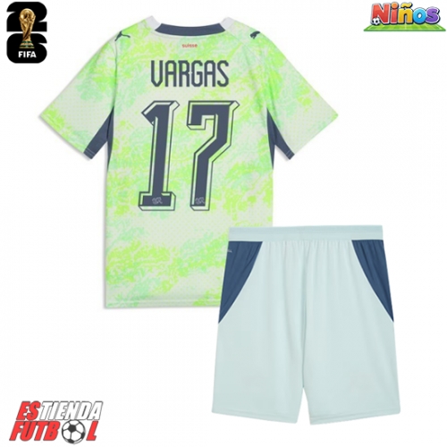 Suiza Ruben Vargas #17 Segunda Equipación Niños Mundial 2026 Manga Corta (+ Pantalones cortos)